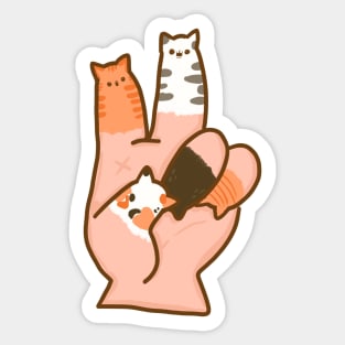 Cat Fingers Peace Sticker